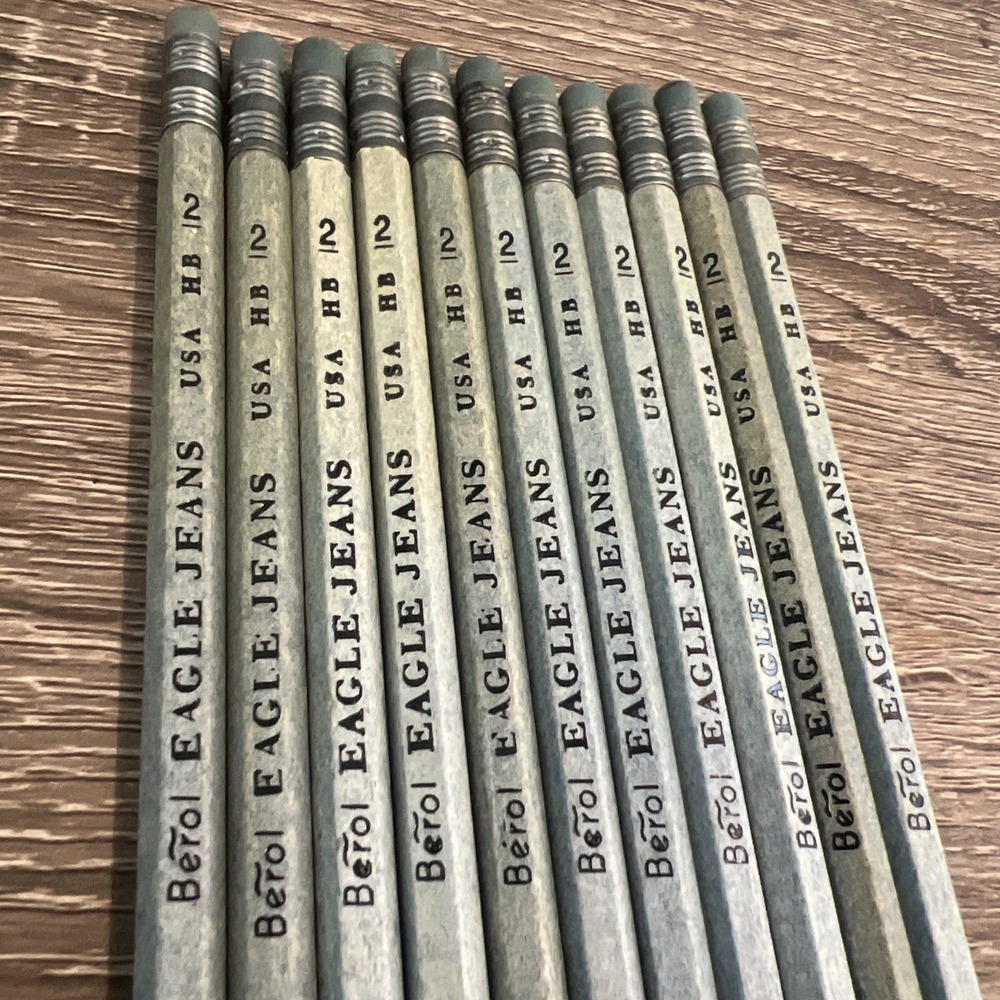 Berol Eagle Jeans No. 2 HB Pencil Lot of 11 Unused Unsharpened USA Vtg No Box - Picture 2 of 6